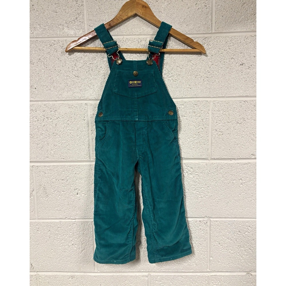 OshKosh B'gosh Vintage Green Corduroy Overalls Size 2T Toddler